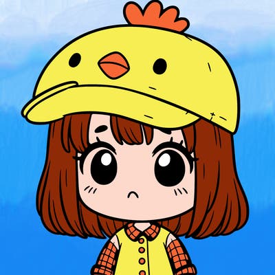 cute girl with chicken hat
