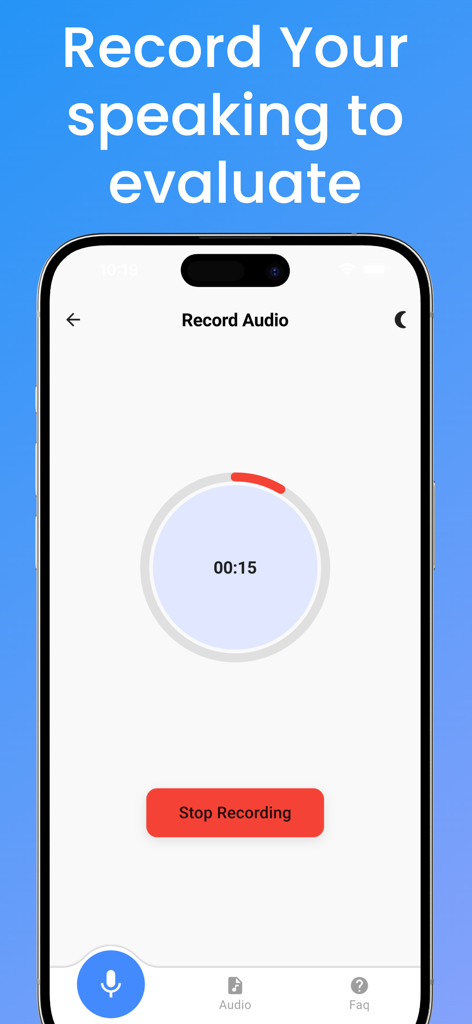 IELTS Speaking Prep 2026 - IELTS Speaking Prep app audio recording screen for speaking test evaluation