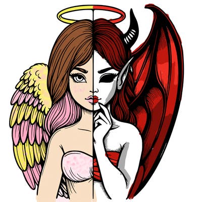 realistic angel half demon