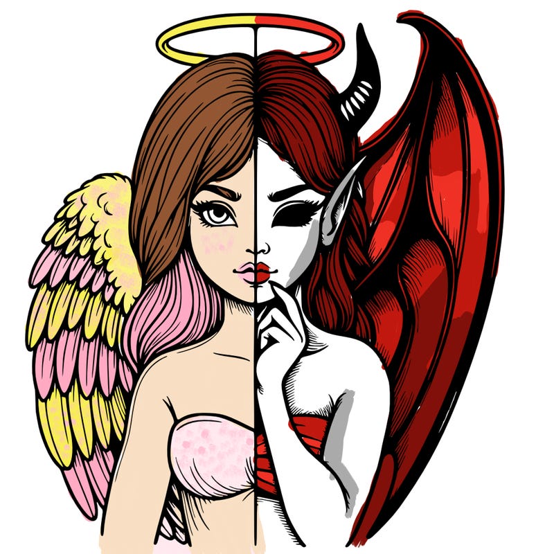 realistic angel half demon