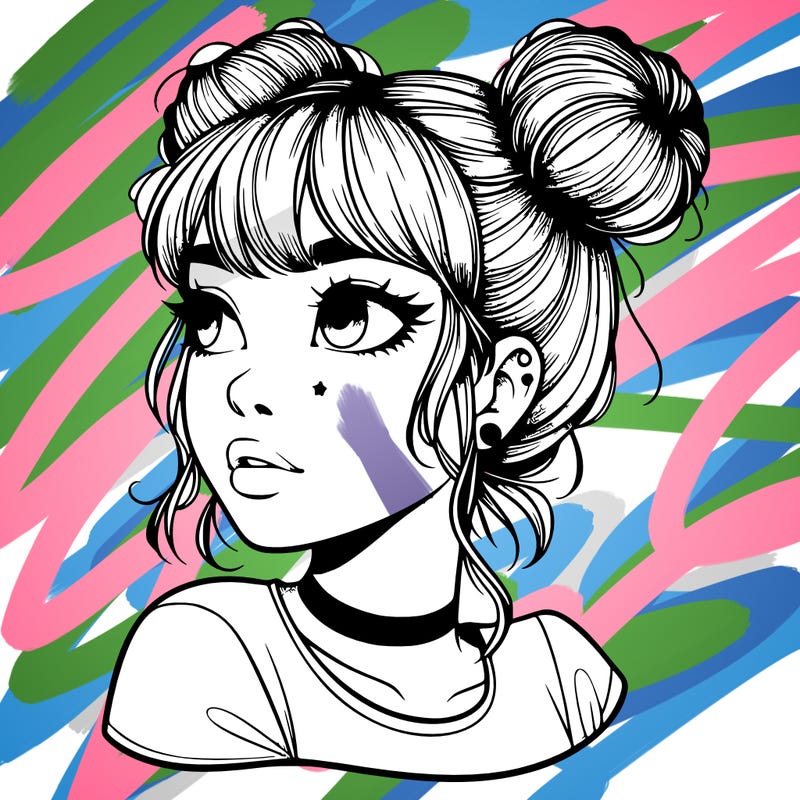 realistic girl with spacebuns