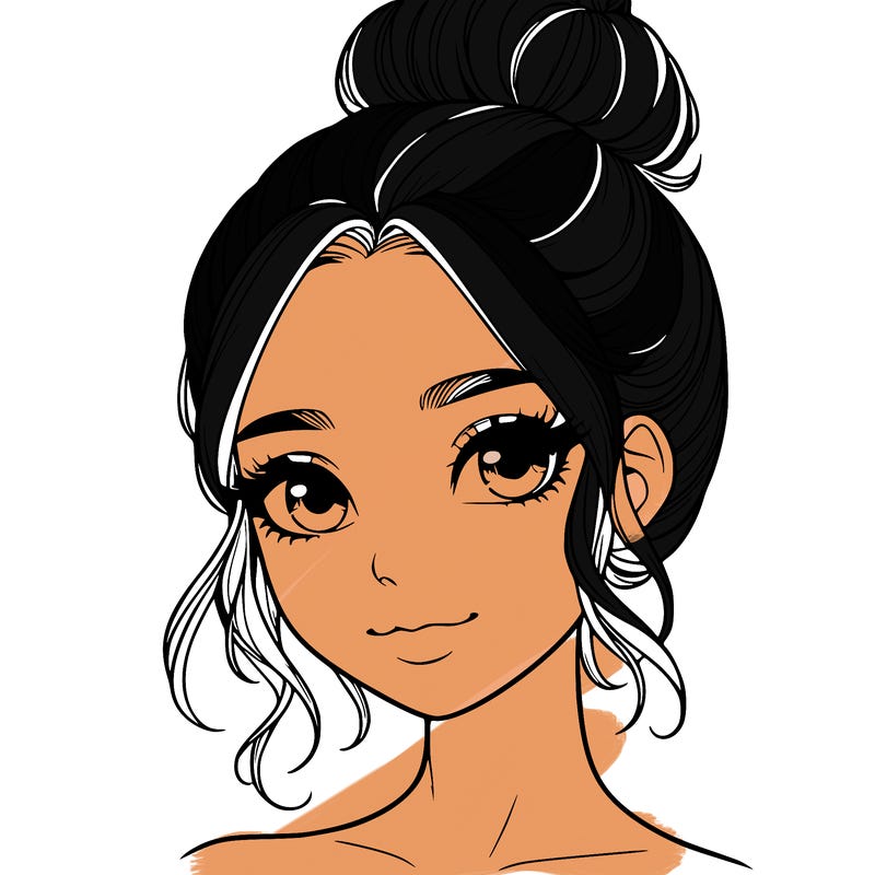 realistic pretty girl with hair in bun