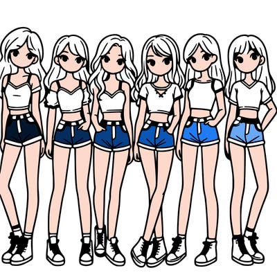 a group of girls wearing crop tops and shorts