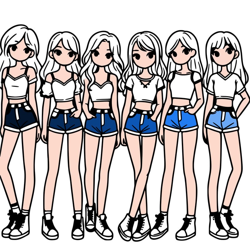 a group of girls wearing crop tops and shorts