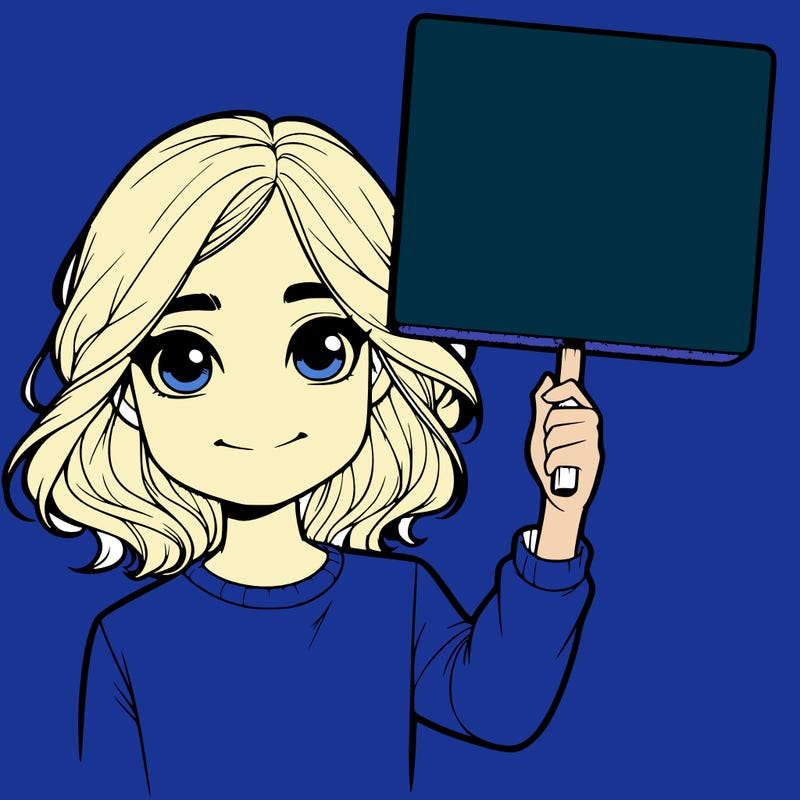 realistic girl holding up a sign