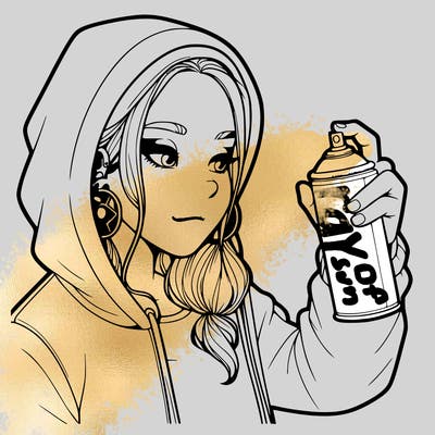 a realistic girl, spray painting