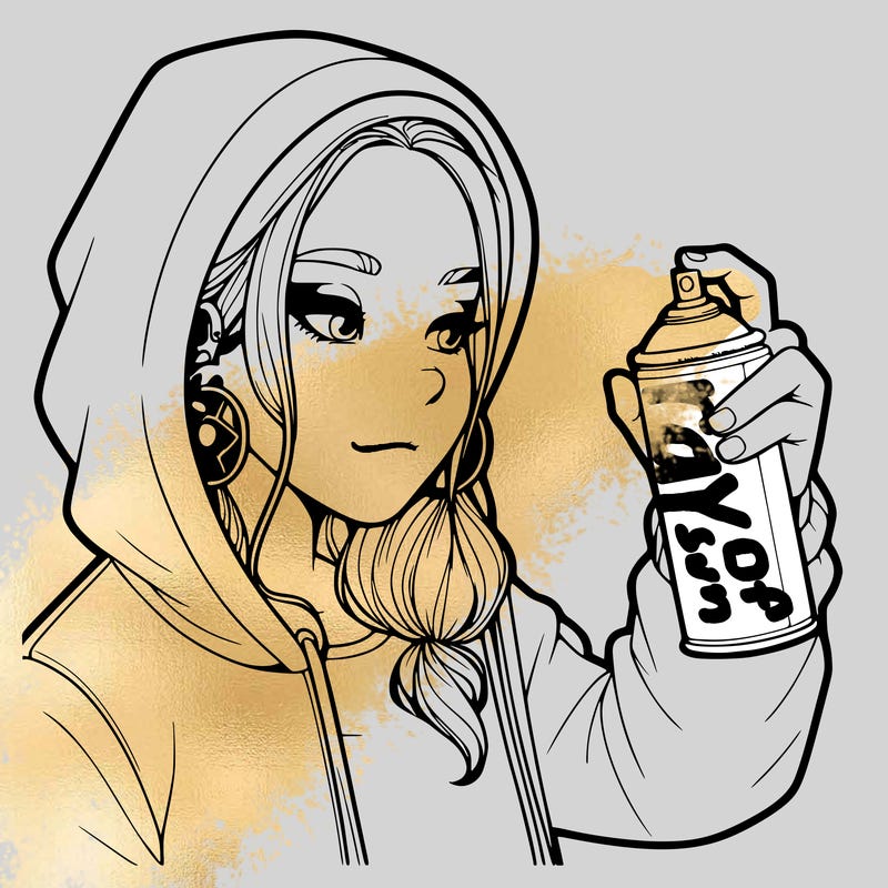 a realistic girl, spray painting