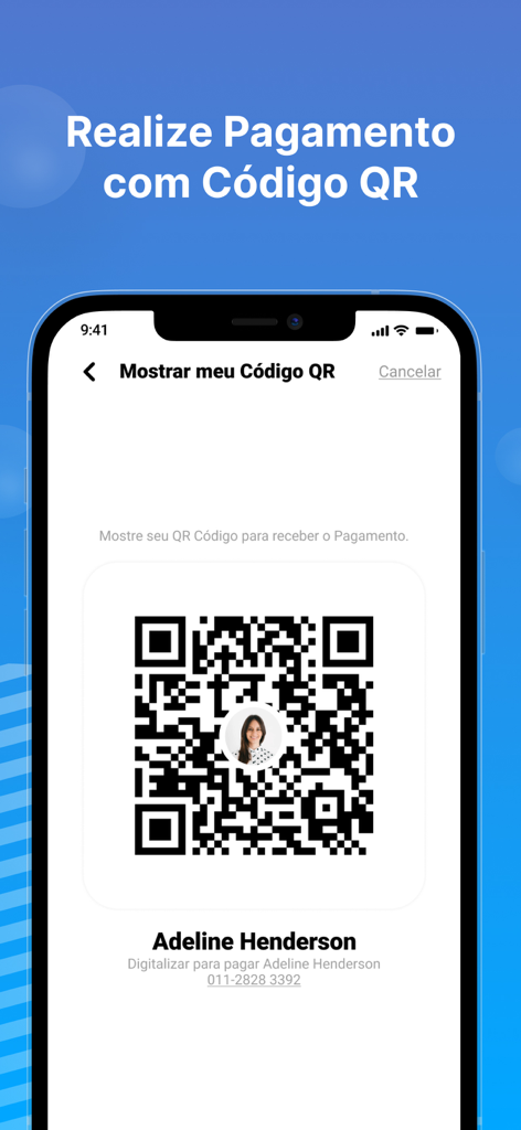 Pantalla de la aplicación móvil VOLET que muestra un código QR personal para pagos digitales