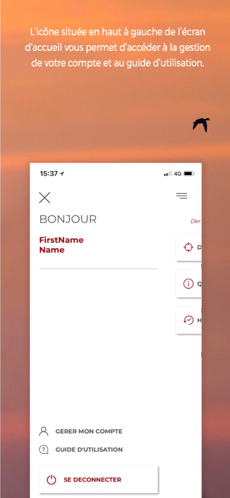 User account and profile settings menu in the ChassAdapt mobile app.