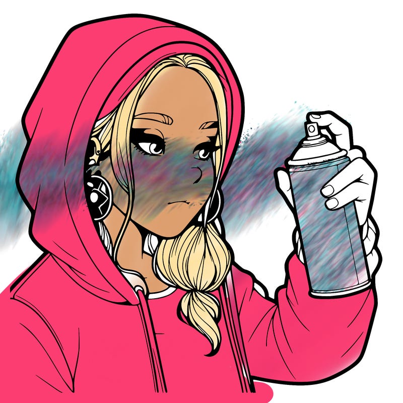 a realistic girl, spray painting