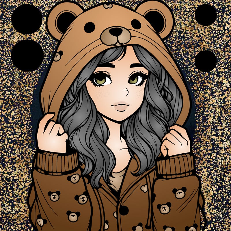 realistic girl in a animal pjs hoodie