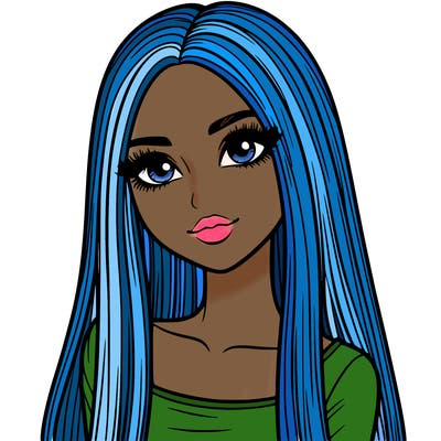 realistic girl with straight and long hair