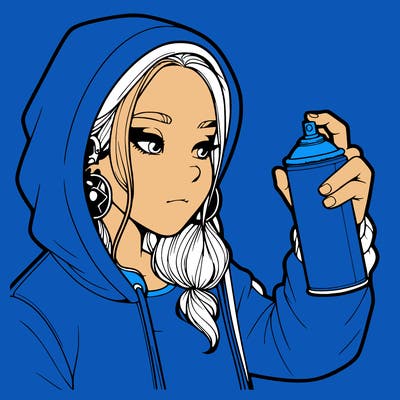 a realistic girl, spray painting