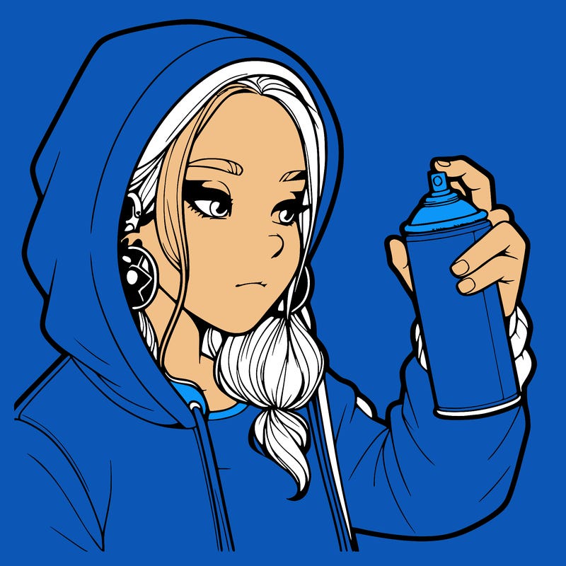 a realistic girl, spray painting