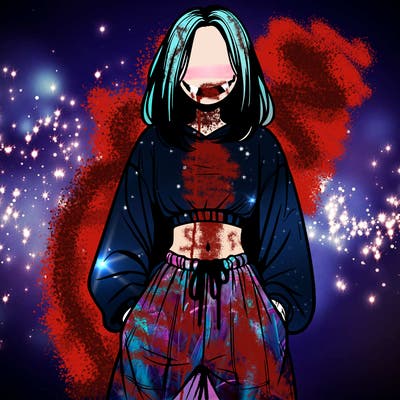 realistic girl faceless with baggy pants and a crop top