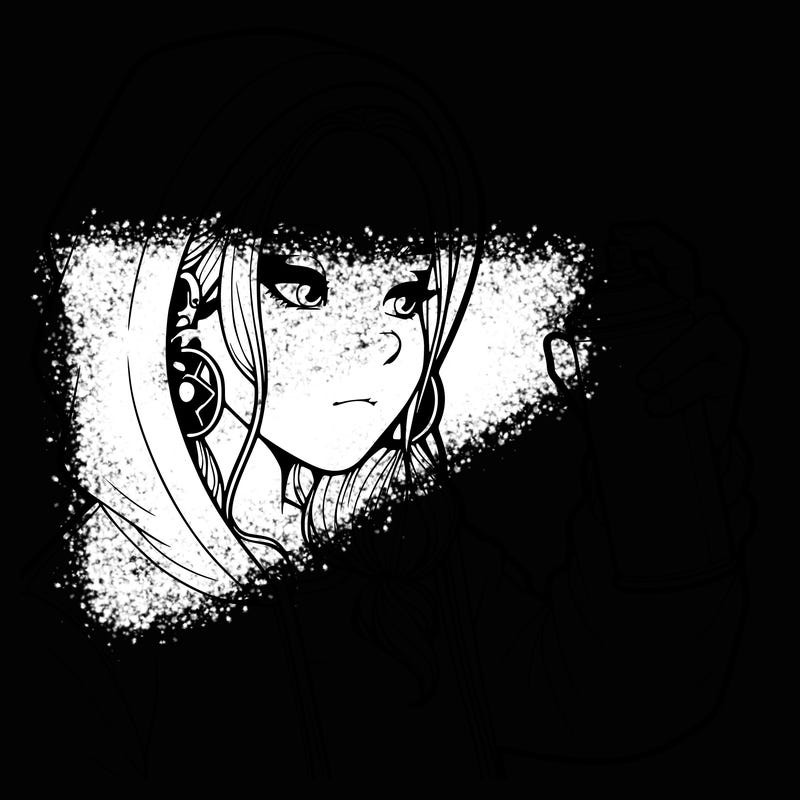 a realistic girl, spray painting