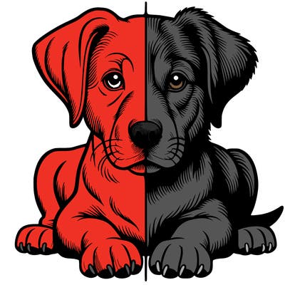 realistic dog split picture