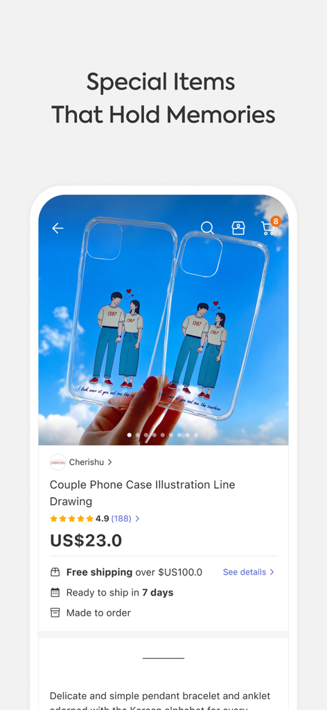 idus - Handmade Marketplace - idusハンドメイドマーケットプレイスアプリでの、カスタマイズ可能なカップルイラスト入りスマホケース。