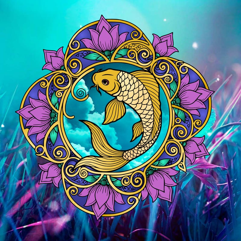 koi pond stained glass window