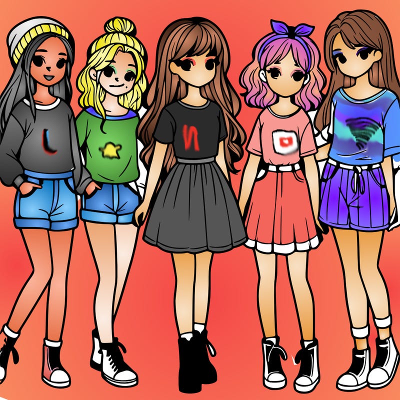 a group of five girls