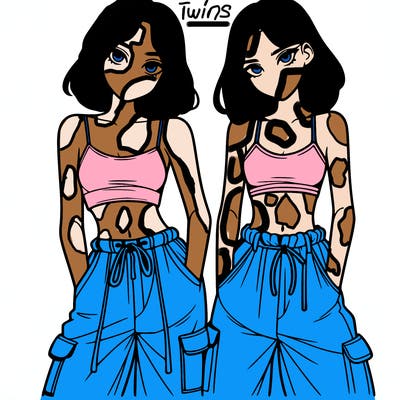 two girls with crop top with baggy pants