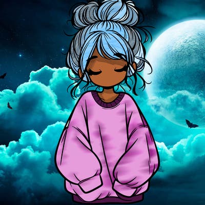 girl with baggy sweatshirt and messy bun