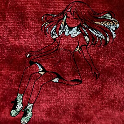 realistic girl floating