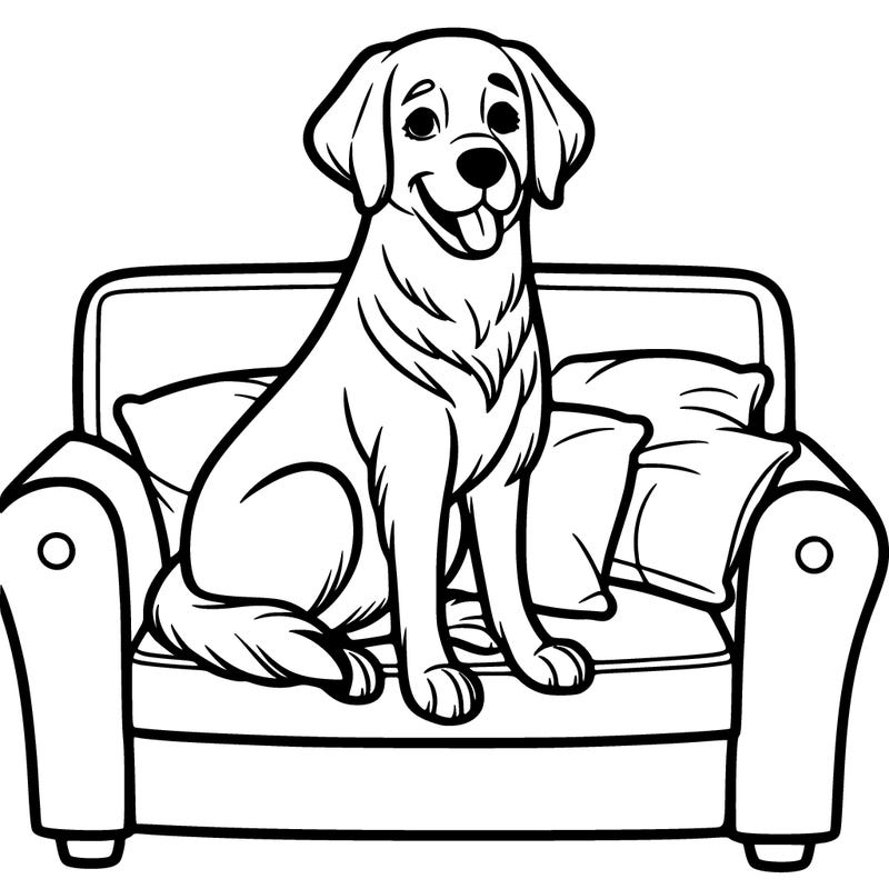 golden lab sitting on the couch