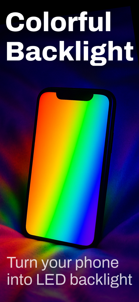Reading Light Glowow - Smartphone screen displaying a vibrant rainbow gradient as a colorful LED backlight