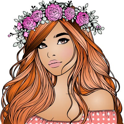 realistic girl with flower crown