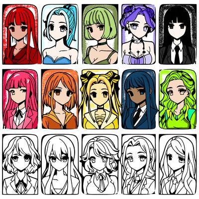 girls that look diffrent anime