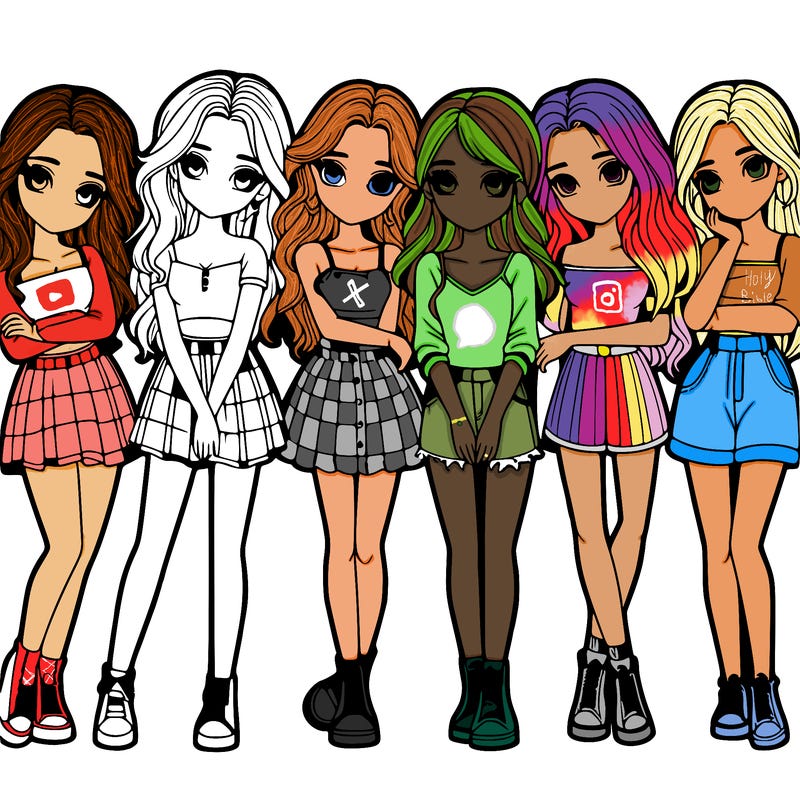 a group of girls realistic