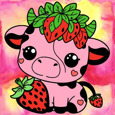 cute strawberry cow