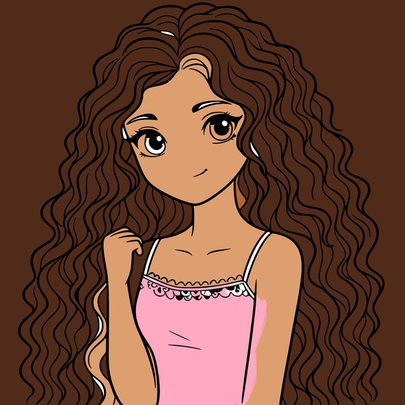 teen girl long curly hair