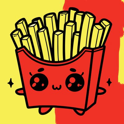 a cute. french fries