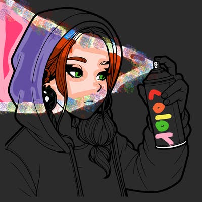 a realistic girl, spray painting