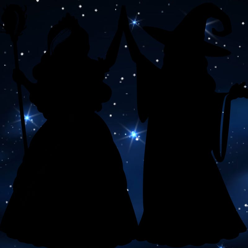 detailed realistic split of a princess and a witch