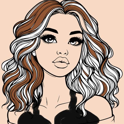 realistic girl with wavy hair and lips