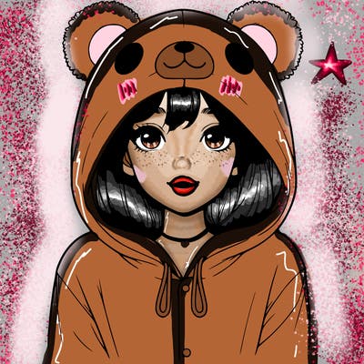 realistic girl in a bear onesie