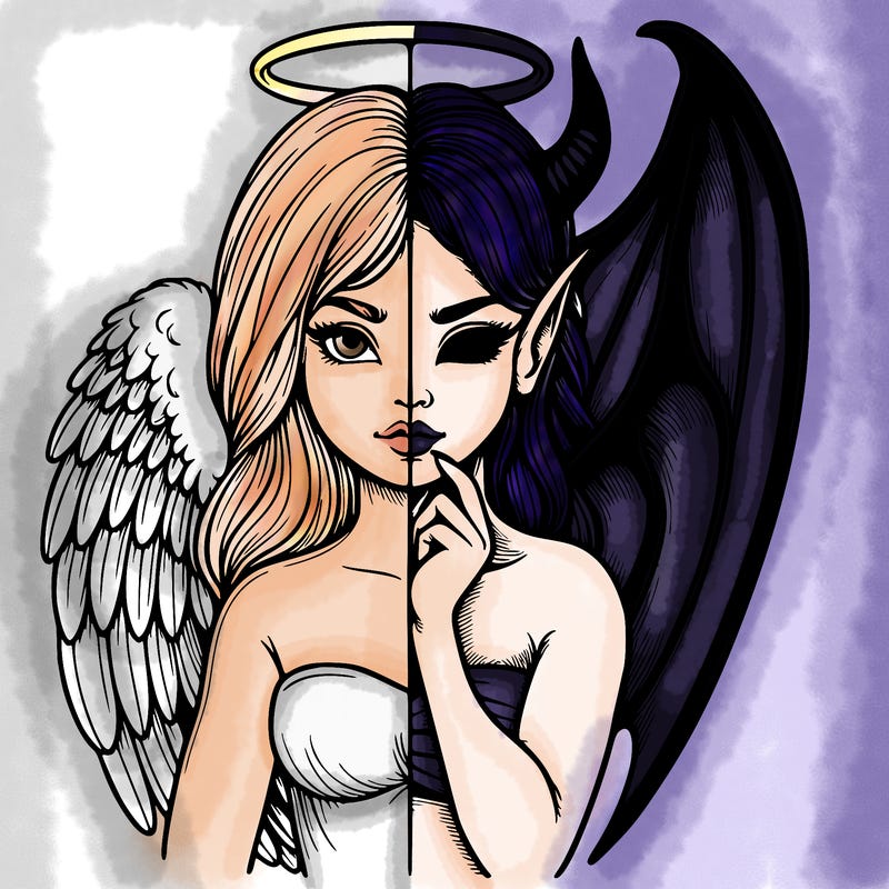 realistic angel half demon