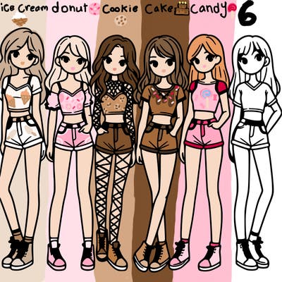 a group of girls wearing crop tops and shorts