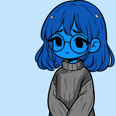 sad girl with glasses in a sweater