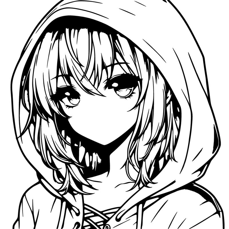 realistic anime girl with hoodie on