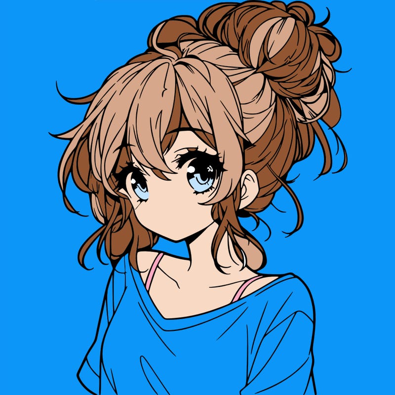 a beautiful anime girl with a messy bun