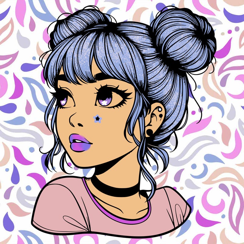 realistic girl with spacebuns