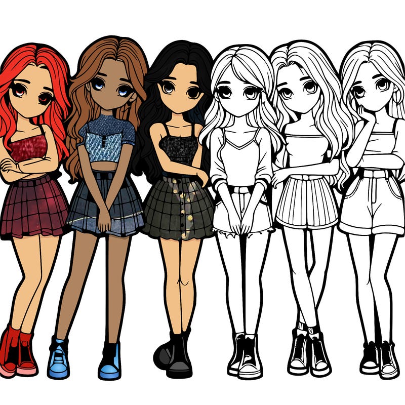 a group of girls realistic