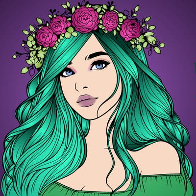 realistic girl with flower crown
