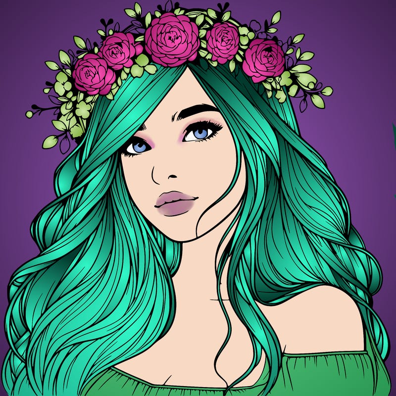realistic girl with flower crown