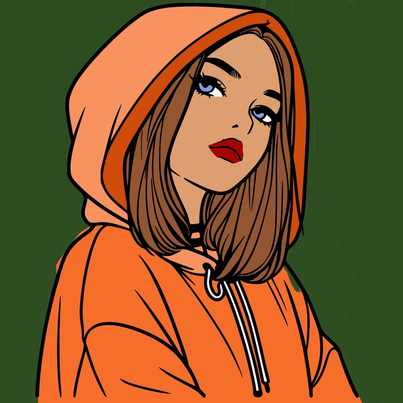 a realistic girl in a hoodie