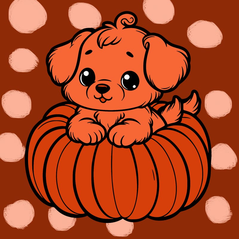 cute little puppy in a pumpkin